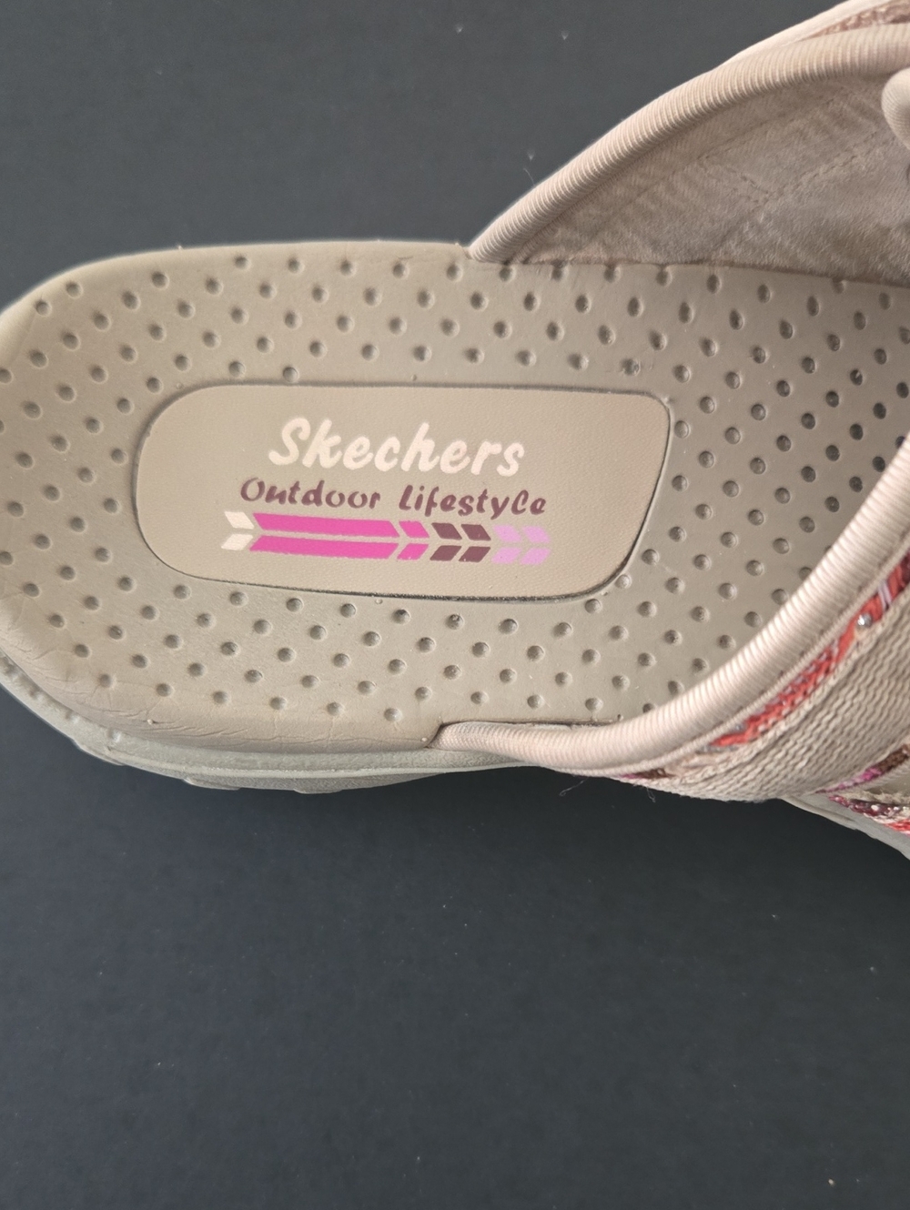 SKECHERS Slide Sandal with Pink Patterned Straps - Picture 4 of 6